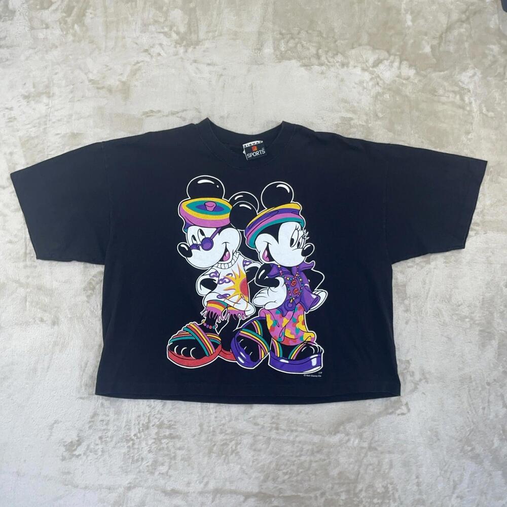 VTG Signal Sport Mickey Minnie Mouse Crop Top Belly Shirt Women One Size Jamaica